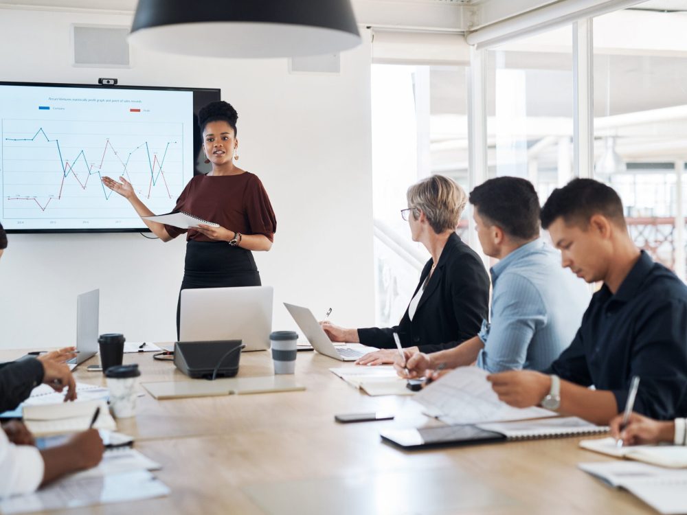 Shot of a group of businesspeople having a meeting in a modern office